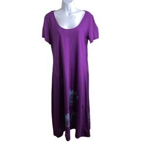 Vintage Allison Purple Boho Floral Midi Dress Size M Retro 90’s Art To‎ Wear